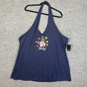 Torrid‎ Shirt Womens 5X Blue Mickey Mouse Tank Top Halter Top Stretch Disney NEW